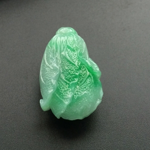 (超值推荐)糯冰种飘翠白菜挂件