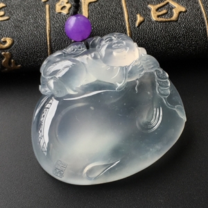 (超值推荐)玻璃种淡晴水布袋佛挂件