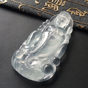 (超值推荐)玻璃种无色站观音挂件