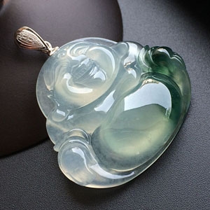 (超值推荐)冰种飘花玉佛挂件