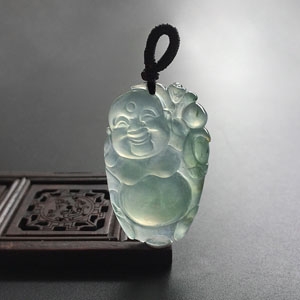 （超值推荐）冰种晴水略飘花站佛挂件