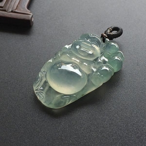 （超值推荐）冰种晴水略飘花站佛挂件