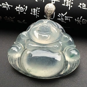 （超值推荐）冰种略飘花玉佛挂件