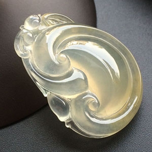 (超值推荐)冰种淡黄翡如意挂件