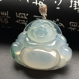 （超值推荐）冰种略飘花玉佛挂件