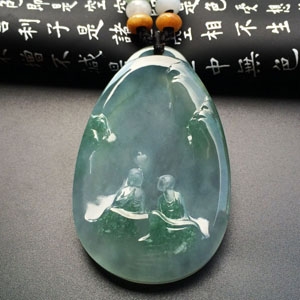 (超值推荐)冰种晴水飘花论道挂件(王立元大师作品)