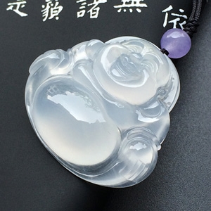 冰种无色玉佛挂件