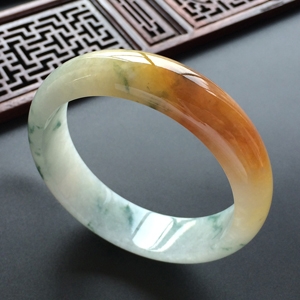 (超值推荐)糯冰种黄翡飘花手镯(58mm)