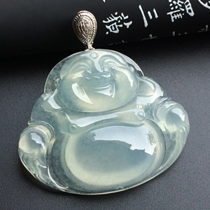 冰种淡晴水玉佛挂件