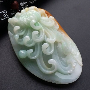 糯冰种黄翡花中隐士挂件