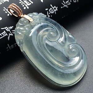 (超值推荐)冰玻种略飘花如意挂件