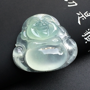 冰种淡晴水玉佛挂件