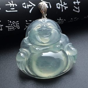 (超值推荐)冰种略飘花玉佛挂件