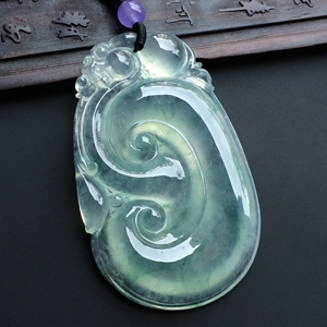 冰种飘花如意挂件