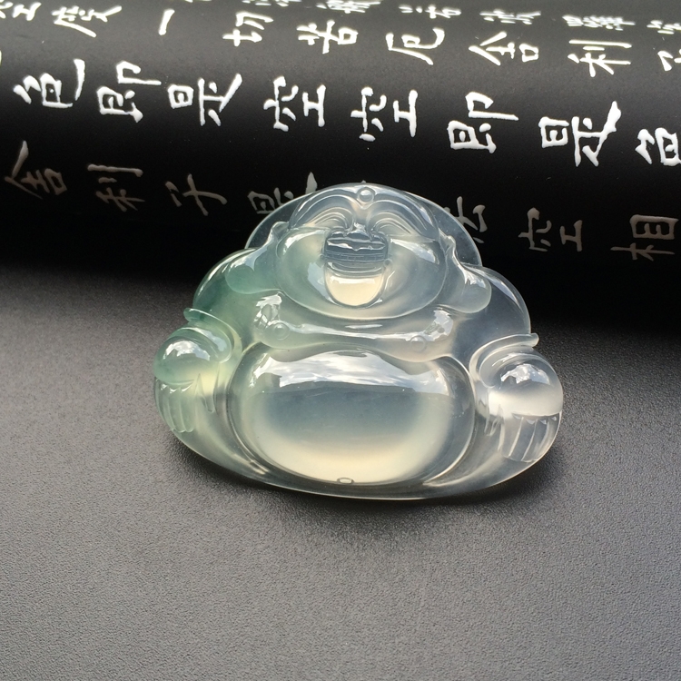 （超值推荐）冰玻种略飘花玉佛挂件