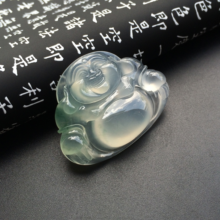 （超值推荐）冰玻种略飘花玉佛挂件