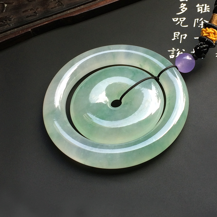 冰种飘花平安环挂件