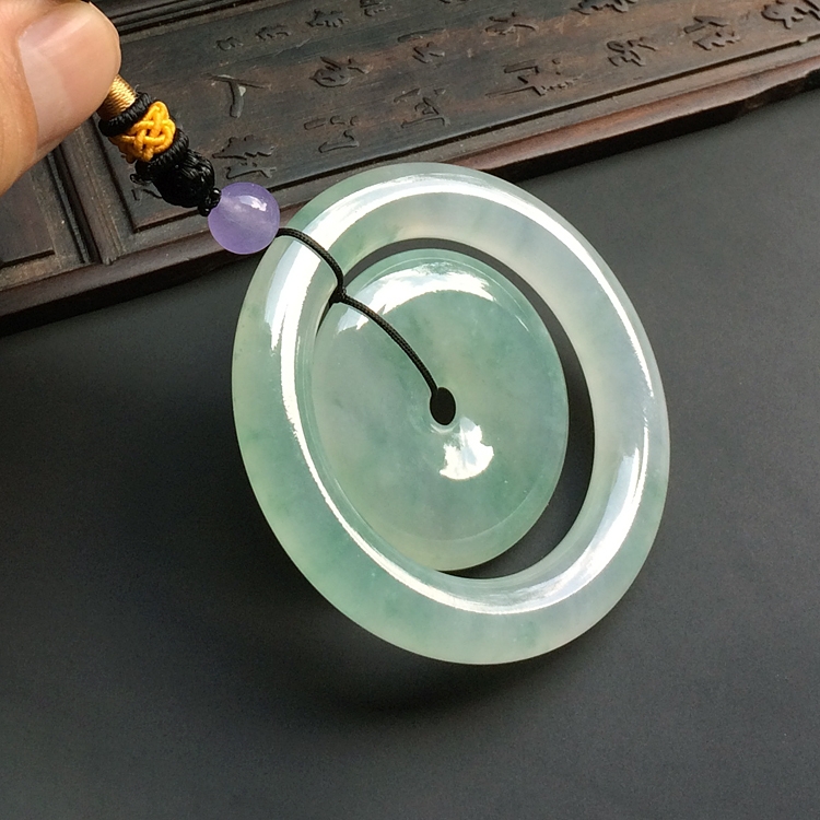 冰种飘花平安环挂件