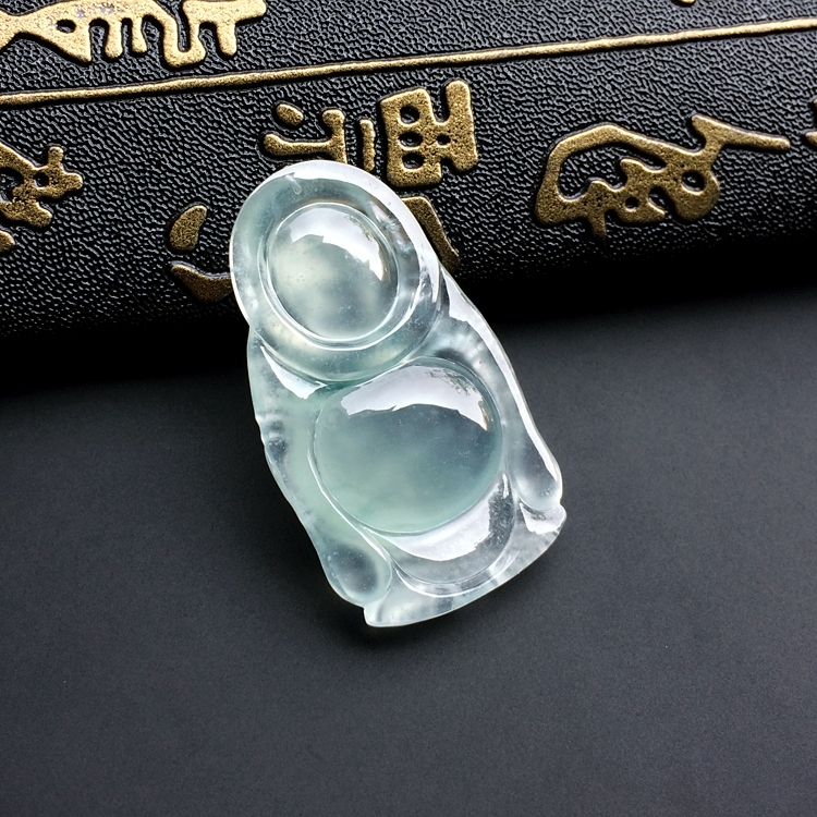 冰种略飘花站佛挂件