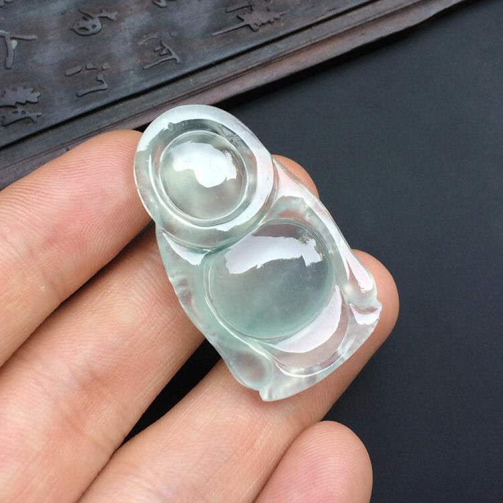 冰种略飘花站佛挂件