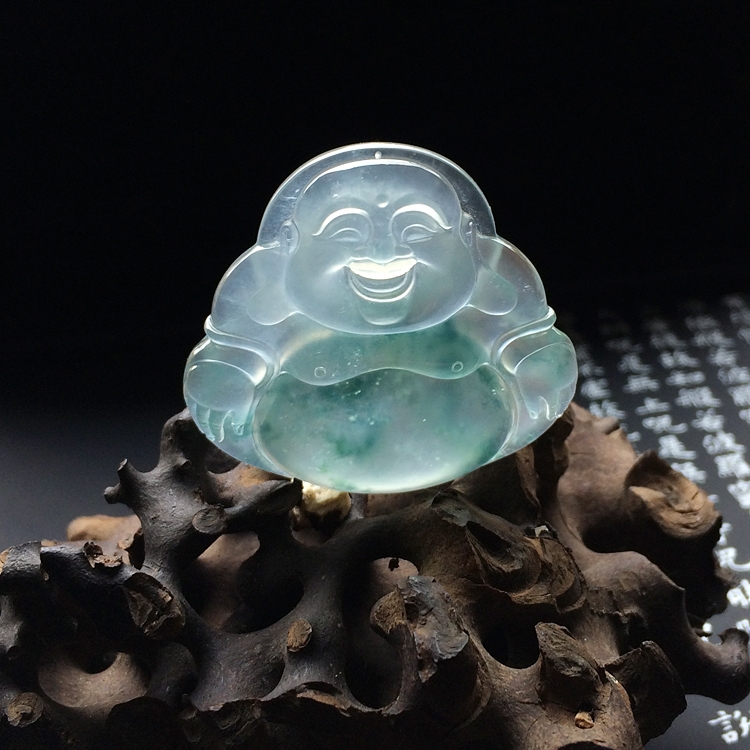 （超值推荐）冰玻种飘花玉佛挂件