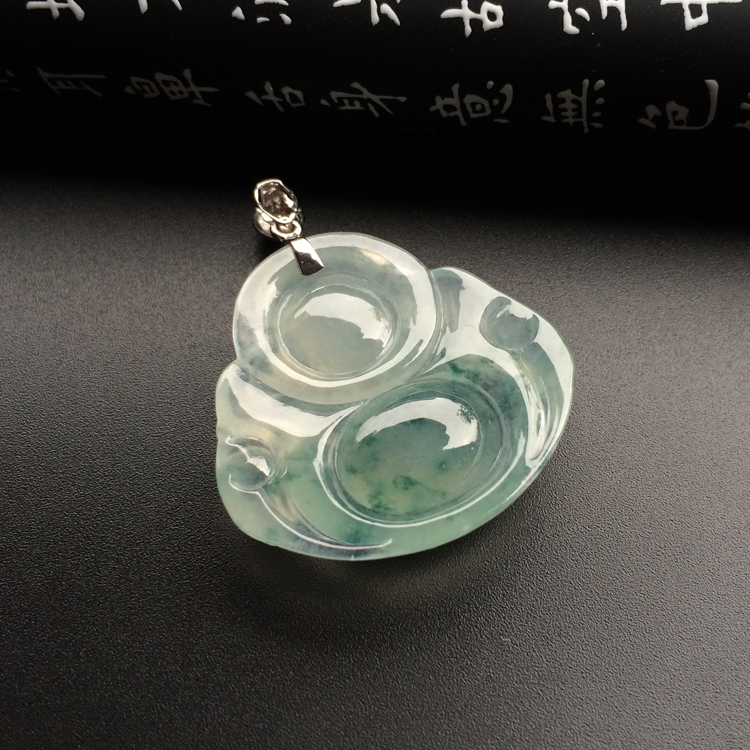 冰种飘花玉佛挂件