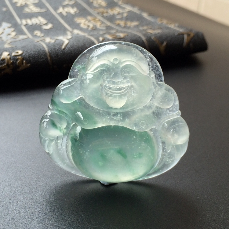 (超值推荐)冰种飘花玉佛挂件