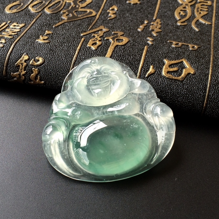 (超值推荐)冰种飘花玉佛挂件