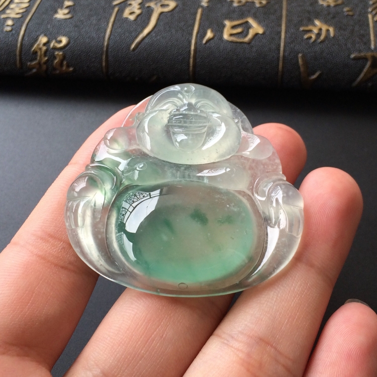 (超值推荐)冰种飘花玉佛挂件
