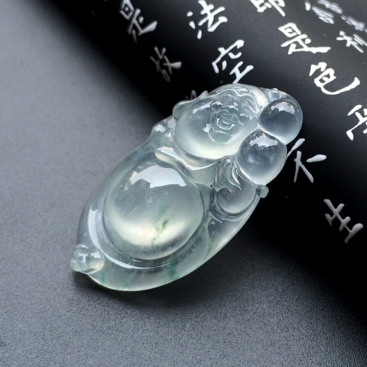 （超值推荐）冰玻种略飘花逍遥佛挂件