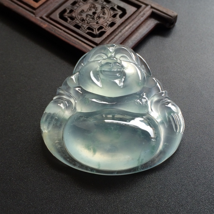 （超值推荐）冰玻种飘花玉佛挂件