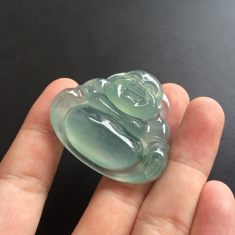 （超值推荐）冰种晴水略飘花玉佛挂件