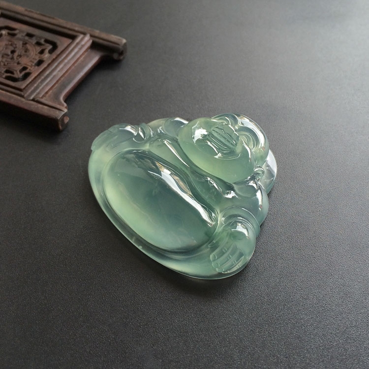 （超值推荐）冰种晴水略飘花玉佛挂件