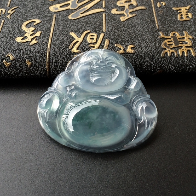 (超值推荐)冰玻种飘花玉佛挂件