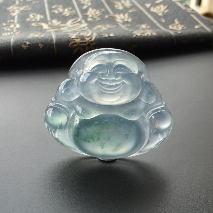 (超值推荐)冰玻种飘花玉佛挂件