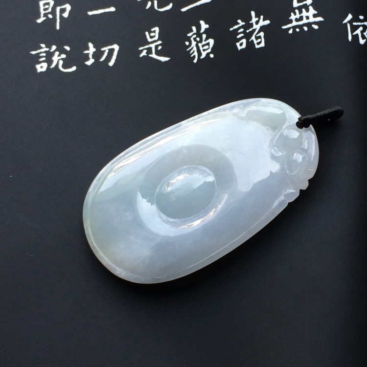 （超值推荐）糯冰种淡晴水福在眼前挂件