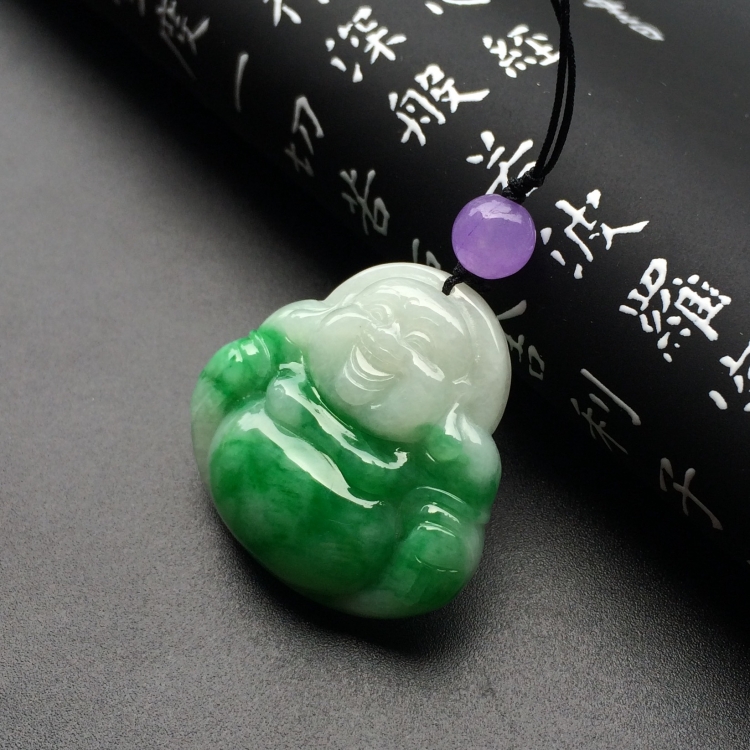 （超值推荐）糯冰种翠色玉佛挂件