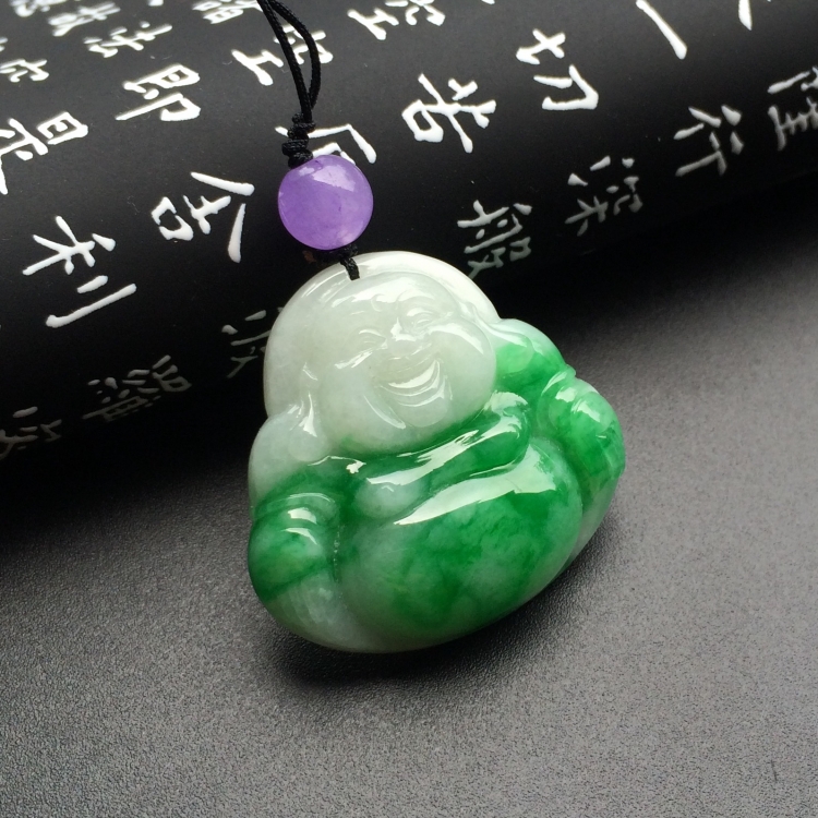 （超值推荐）糯冰种翠色玉佛挂件