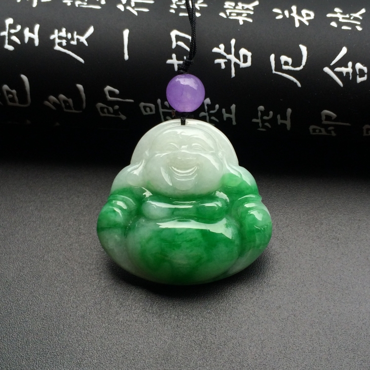 （超值推荐）糯冰种翠色玉佛挂件