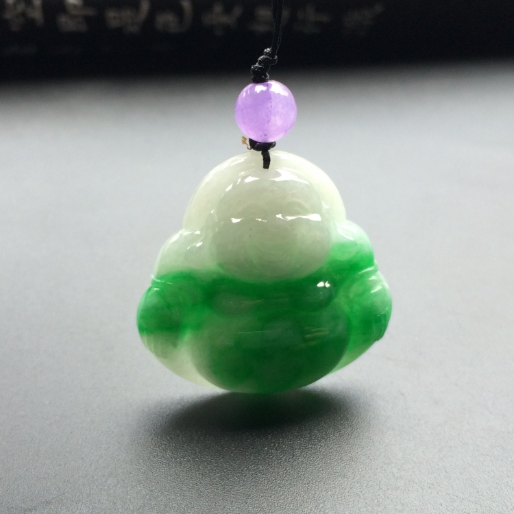 （超值推荐）糯冰种翠色玉佛挂件