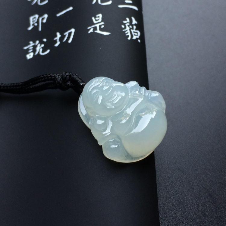 (超值推荐)糯冰种淡晴水玉佛挂件