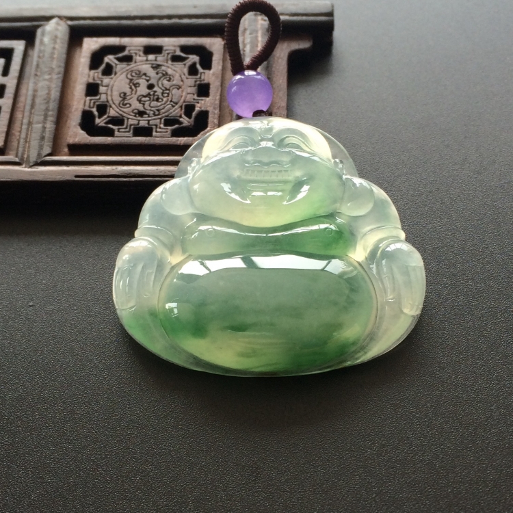(超值推荐)冰种飘花玉佛挂件