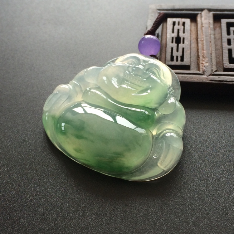 (超值推荐)冰种飘花玉佛挂件