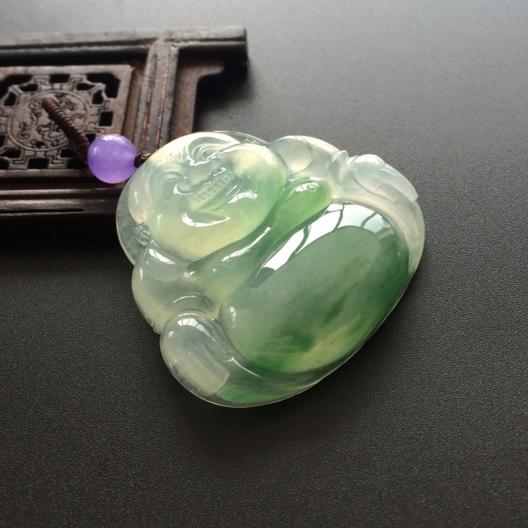 (超值推荐)冰种飘花玉佛挂件