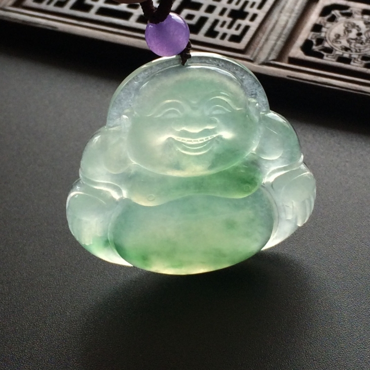 (超值推荐)冰种飘花玉佛挂件