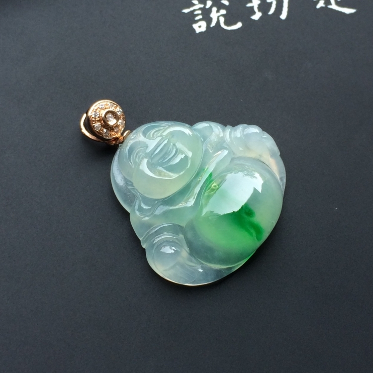 （超值推荐）冰种飘阳绿玉佛挂件