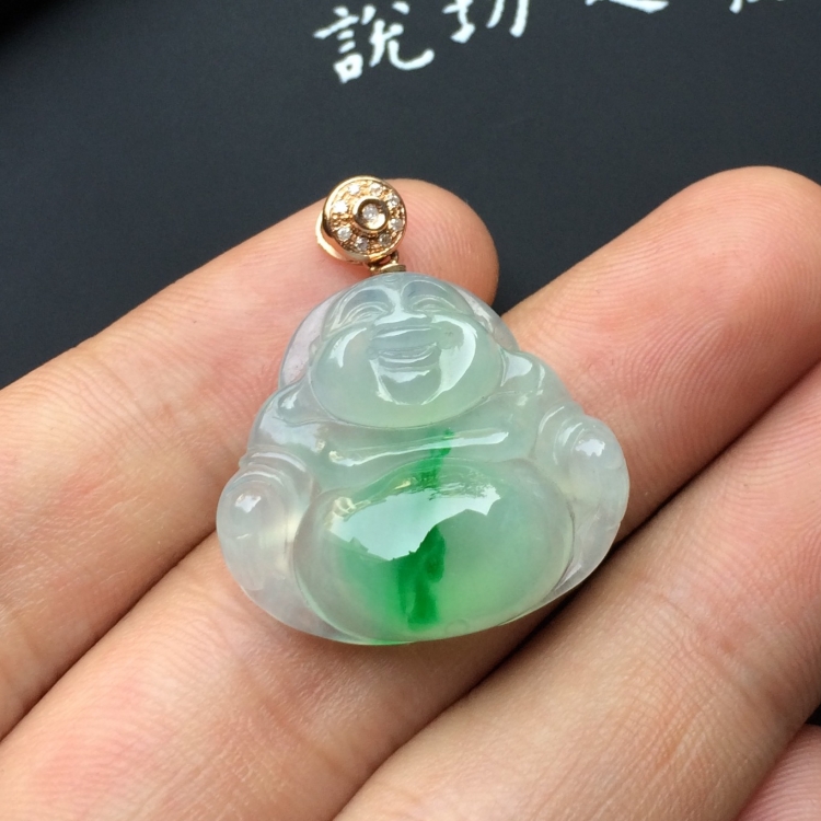 （超值推荐）冰种飘阳绿玉佛挂件