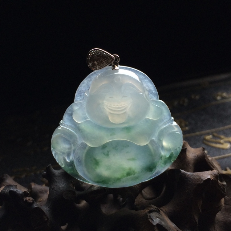 （超值推荐）冰种飘花玉佛挂件