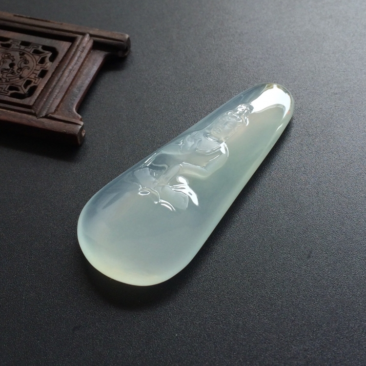 （超值推荐）冰种淡晴水略带黄翡白衣观音挂件