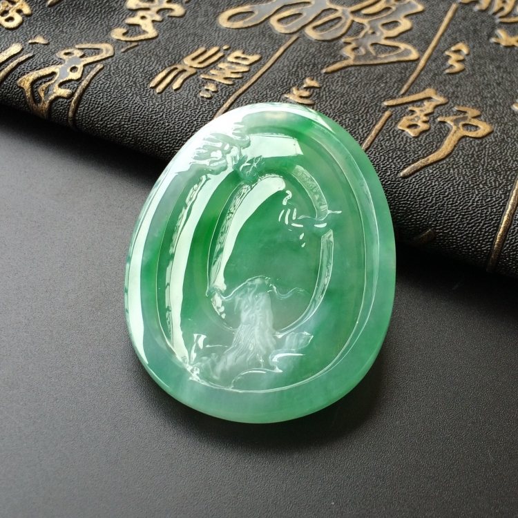 (超值推荐)芙蓉种飘翠指点江山挂件